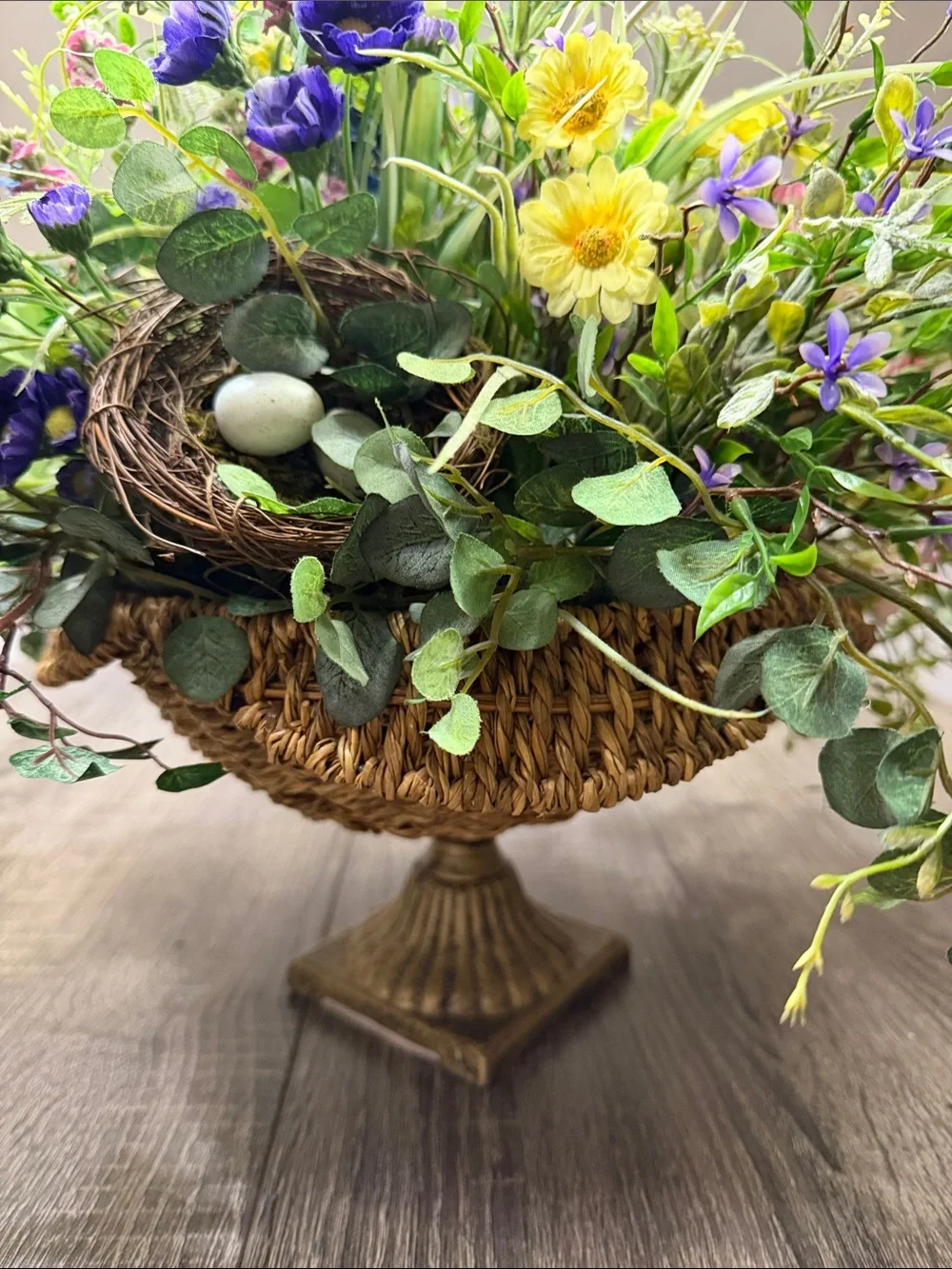 Spring Meadow Faux Floral Arrangement in Yellow, Purple & Green